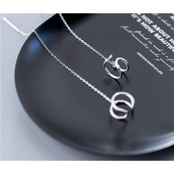 925 Sterling Silver Cuff Earrings Threader Chain for Women Crawler Earrings Wrap - Picture 6 of 7